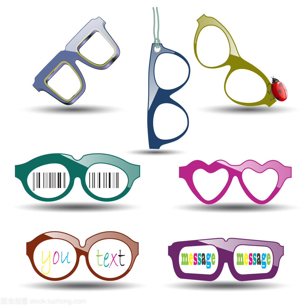 七个眼镜的不同矢量设计